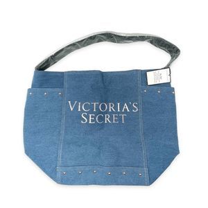📦 NEW Women's VICTORIA'S SECRET Tote Travel Beach Shoulder Bag Denim 11140410